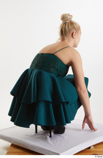 Anneli  1 drape dressed green short gown kneeling whole…